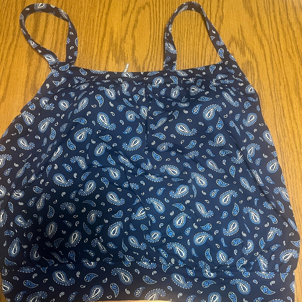 Lands' End Navy Blue paisley blouson  tankini top and matching swim bottoms 16W - Picture 5 of 7